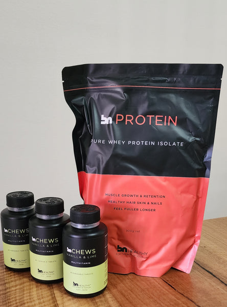 3 Month Pack - BN Chewable Multivitamins + BN Pure Pro Whey Non-flavoured Protein Powder